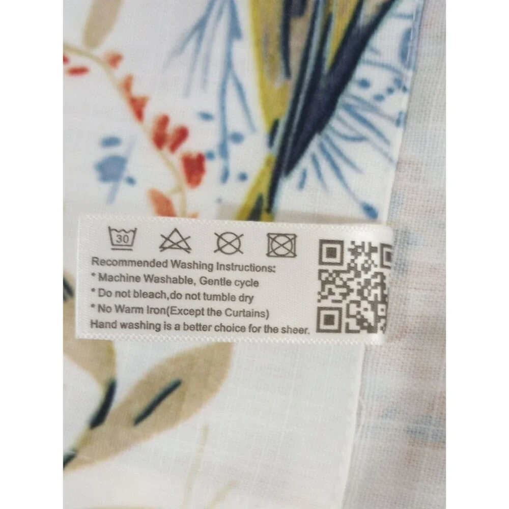 Vogol White Bird Print Valances, Set Of 2 Panels
